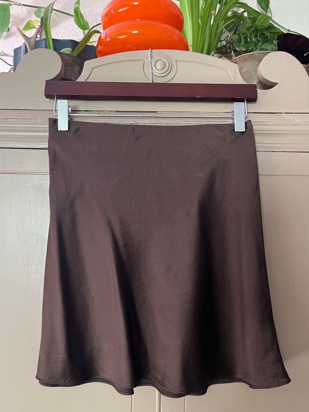 Quince Brown Silk Mini Skirt - Small